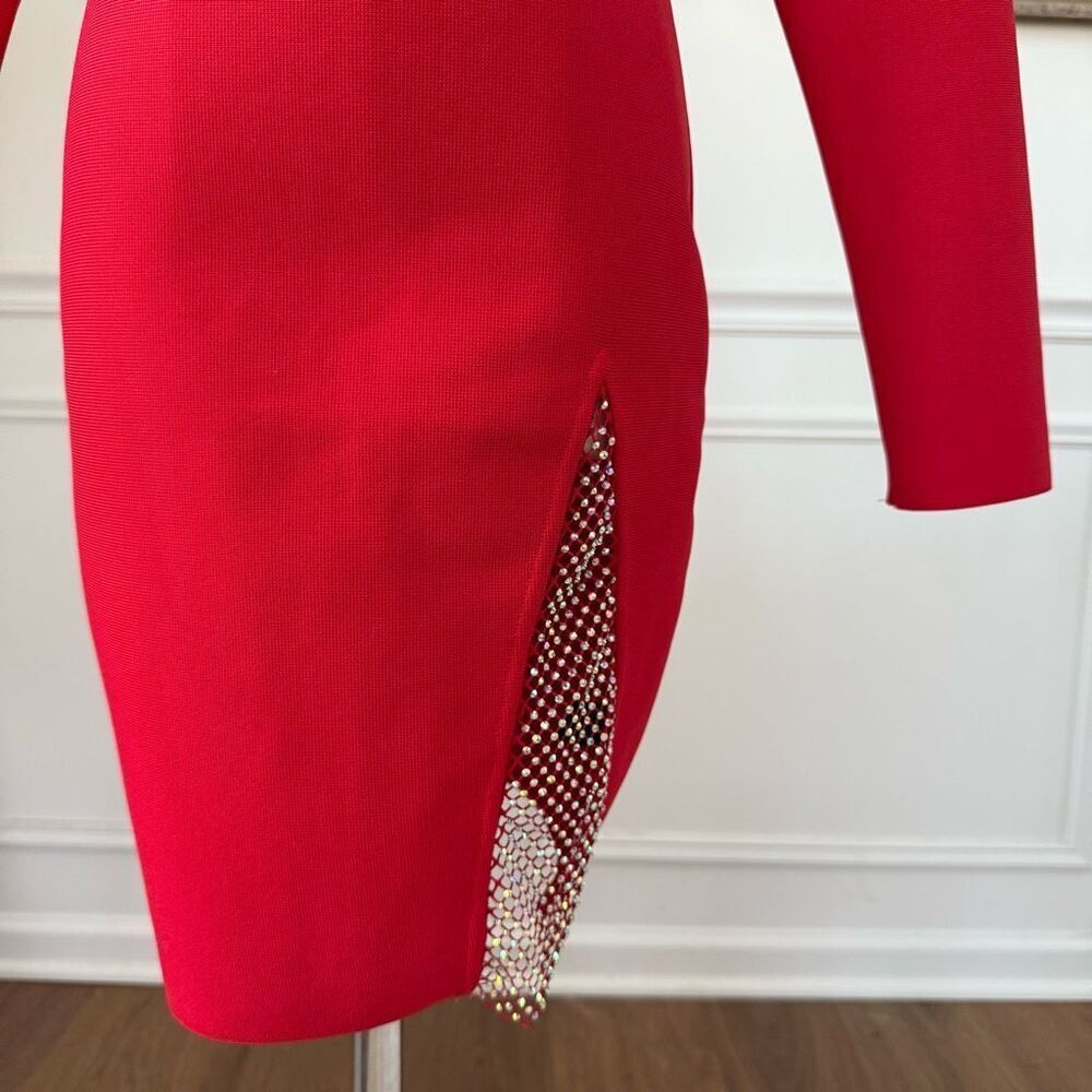 NWT Fashion Nova Beginning To Wonder Bandage Mini Dress Red $75 S - Picture 4 of 9